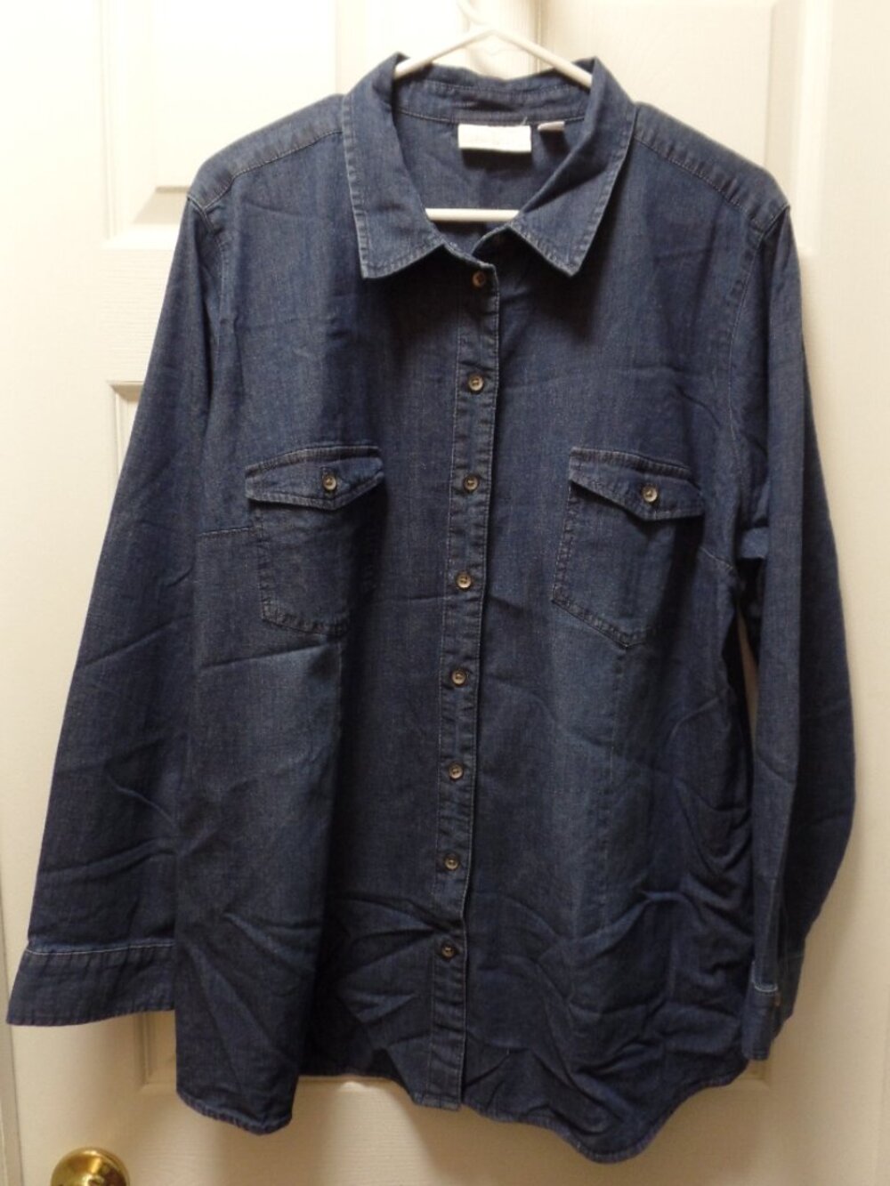 *NWoT* Belle by Kim Gravel XL 18 20 Stretch BLUE Denim Boyfriend Shirt Western